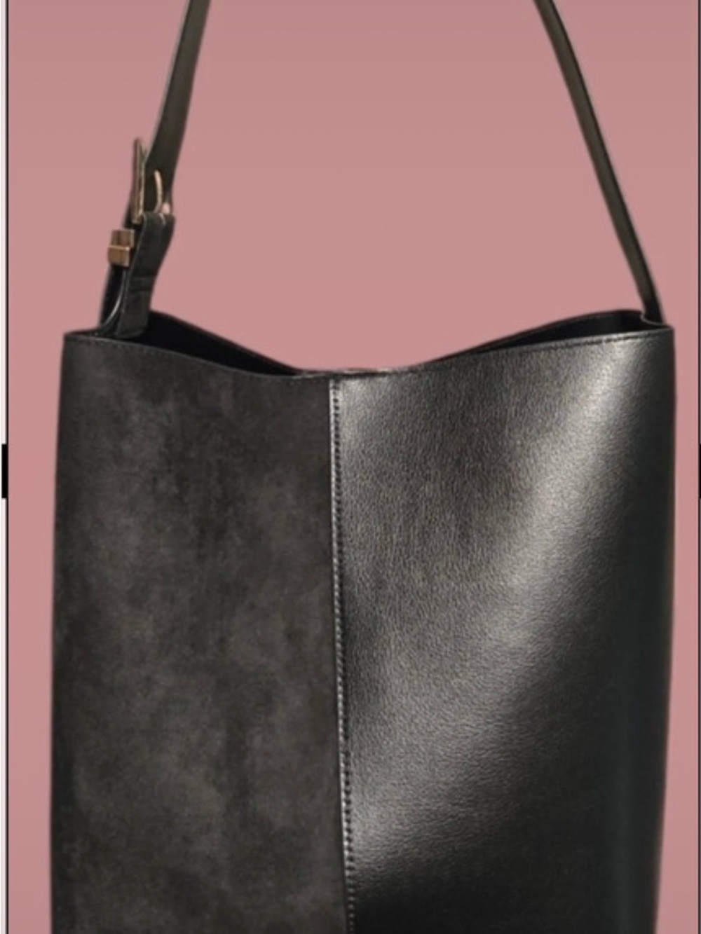a new day Black Two-Texture Bucket Shoulder Bag